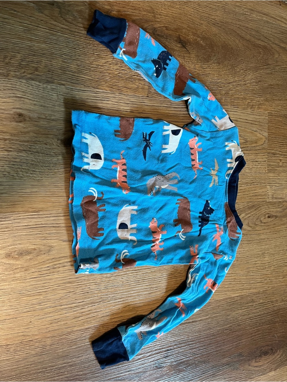 Carter’s, Long Sleeve PJ Shirt, Blue with animal print, 24 months